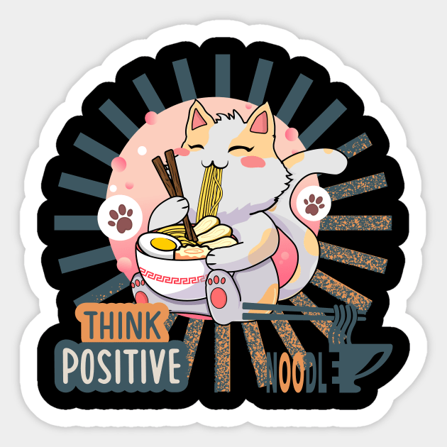 I Think Noodles Cute Cat Sticker by ahlama87